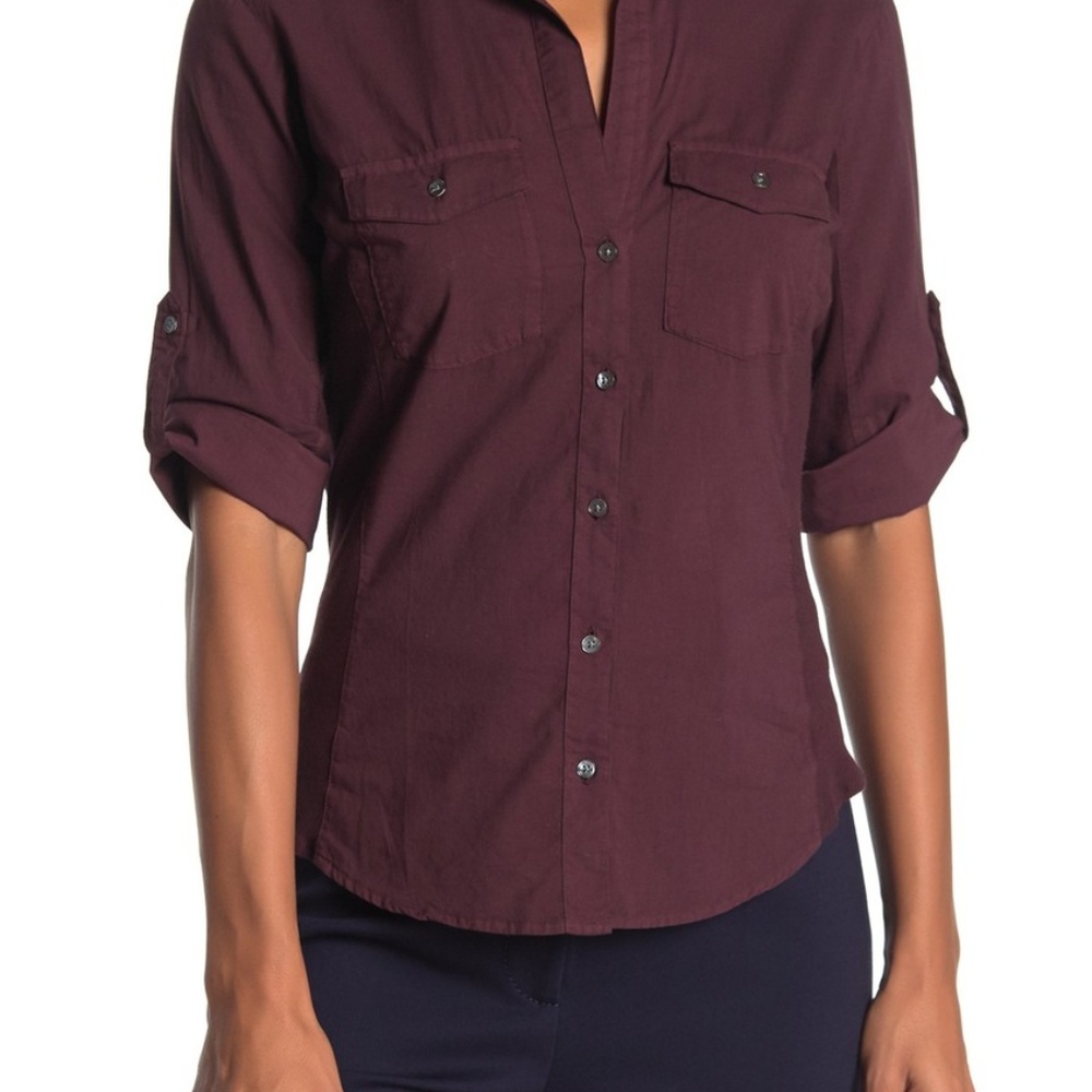 NWT James Perse  Contrast Ribbed Surplus Shirt